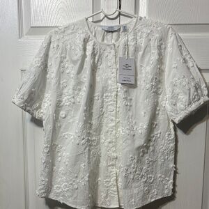 & Other Stories Cream Embroidered Blouse